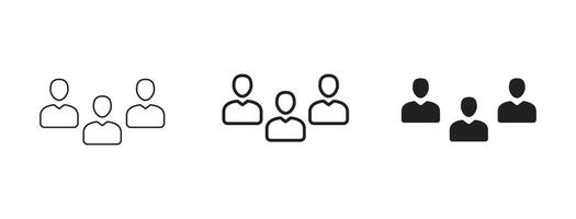 Group people icons team, users, community symbol set in flat and outline style vector