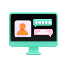 3D Render of User Profile and Review System on Transparent Background png
