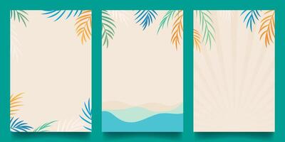 Modern summer minimalist background set design templates with colorful leaf for celebration, ads, branding, banner, cover, label, poster, sales vector