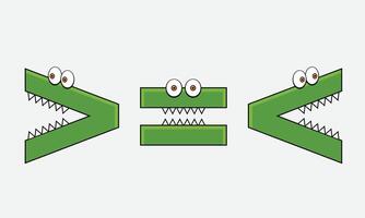 Less than greater than and equal symbol in mathematics. inequality symbols. Green cartoon greater than or equal to sign vector
