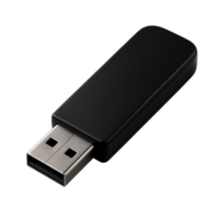 Black USB flash drive isolated on transparent background, portable data storage device for digital use png