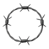 Barbed wire loop in circular shape isolated on transparent background, security and restriction concept png