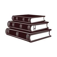 Stack of vintage books in a classic woodcut style. Stack of three old retro Holy, Historical books for knowledge, education, and literature vector