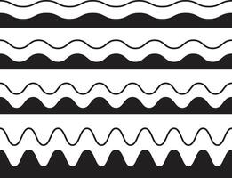 Seamless Wave and Zigzag Pattern Set on White Background vector