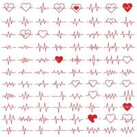 Different Heart Rate Pulse Health Symbol Isolated on White vector