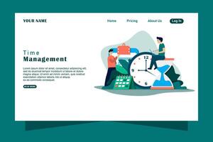 Time Management and Daily Scheduling landing page template with flat design style vector