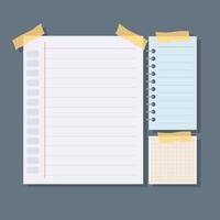 Set of Note Paper and Sticky Paper with Flat design Style vector