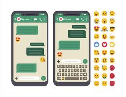 Smartphone Chat with Emoji Reactions ideal for User Interface projects vector