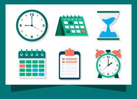 Set for Time Management Element with Flat Design Style vector