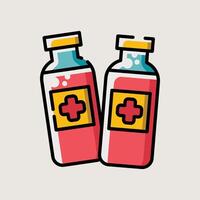 Vaccine Bottles with Cross Label for Injection and Immunization Medical Icon vector