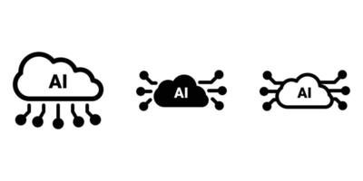 Set of Cloud Computing and AI for Data Processing with Neural Networks vector