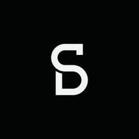 Initial Creative and Minimalist Logo Design of Letter SD DS template, Editable in Black and White Color. vector