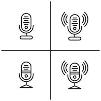 Four different microphones are shown in a grid. The first microphone is a small, black microphone with a white label vector