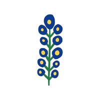 vertical cartoon flower with multiple blue blossoms in playful dotted layout, fun childlike decor for spring and nature themes vector
