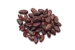 Brown cocoa, Brown cocoa beans on white background photo