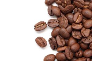 Top view of coffee beans isolated photo