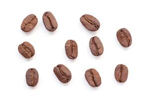 Isolate of coffee bean, Brown roasted coffee beans seeds isolated, coffee bean isolate, white background, bean isolated on white, brown coffee photo