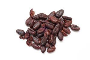 Isolated of cocoa beans, Brown cocoa beans on white background, cocoa chocolate photo
