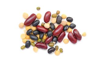 Mix beans on white background photo