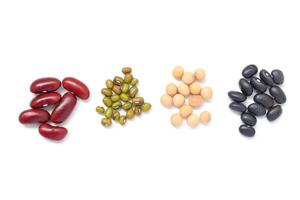Ingredients beans seeds on white background photo