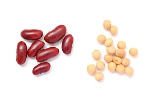 Top view of Red beans black beans soybean with mung bean isolated on white background photo