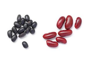 Black beans with red kidney beans on white background photo