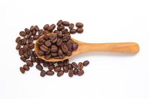 Bean on white, brown coffee beans isolated on white background photo
