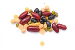 Bean seed on white background, soybeans photo