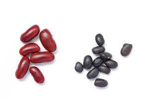 two red and black beans are shown next to each other photo