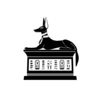 Ancient Egyptian monument, statue of Anubis sitting on a throne in silhouette vector