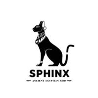 Silhouette of the ancient Egyptian god of sacred animals, the sphinx cat sits as a symbol of respect vector