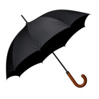An open black umbrella with a wooden handle png