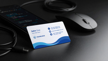 Digital Agency Business Card Mockup with Code Display psd