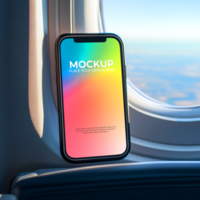 Airplane Window View Smartphone Mockup for Travel App Presentation psd