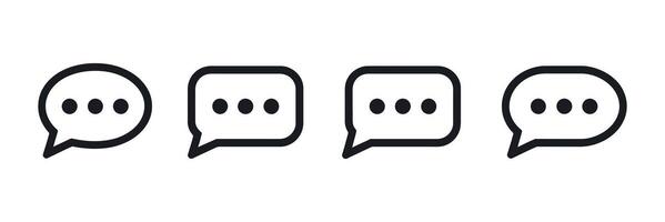 Four Black and White Chat Bubbles with Ellipses Representing Messaging and Communication vector