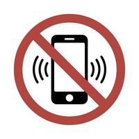 Prohibition Sign Mobile Phone No Calls No Ringing Red Circle Icon vector