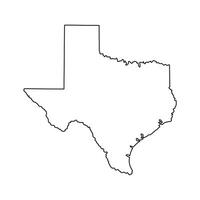 Simple Outline Map of Texas State on White Background for Graphic Design and Cartography Projects and Presentations with Clear Borders and Coastline vector