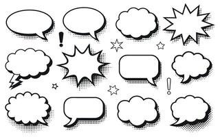 Collection of Various Comic Book Speech Bubbles and Pop Art Elements for Design vector