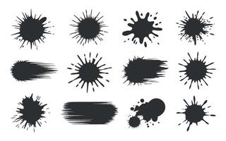 Twelve Ink Splatter and Blob Shapes for Design Projects vector