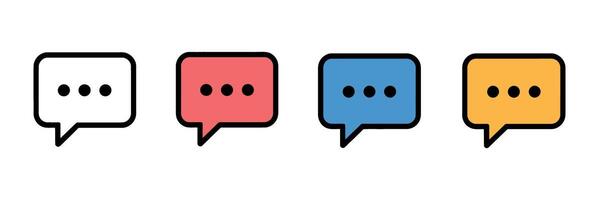 Four Colorful Chat Bubbles with Three Dots Representing Typing or Loading on a White Background for Social Media and Messaging Apps vector