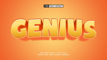 genius 3d text effect psd