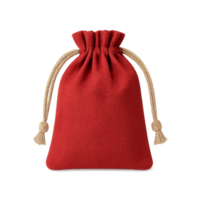 Red drawstring bag with tassels on a transparent background png