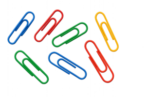 Set of Colorful Paperclips in Assorted Shapes on Transparent Background png