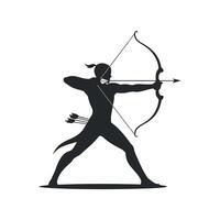 Silhouette of Archer Aiming with Bow and Arrow a Symbol of Precision Focus and Skill in Archery Sport and Ancient Warfare Tactics vector