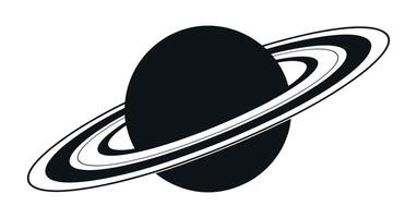 Monochrome Illustration of Saturn with Rings on White Background Space Exploration and Astronomy Concept Isolated Graphic Element for Design and Decoration vector