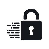 Black Padlock Icon with Data Stream Symbolizing Security Protection and Encryption in Digital Communication and Information Technology Isolated on White Background vector