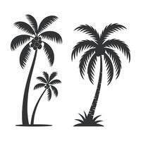 Silhouette Illustration of Three Palm Trees on a White Background Tropical Vacation Summer Beach Island and Nature Graphic Isolated Simple and Clean vector