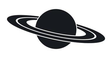 Minimalist Black and White Illustration of a Ringed Planet Ideal for Space Exploration Science or Technology Related Projects and Designs Isolated on White vector