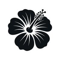 Elegant Black and White Hibiscus Flower Silhouette Perfect for Tropical Designs and Summer Themes Isolated on White Background for Easy Integration vector