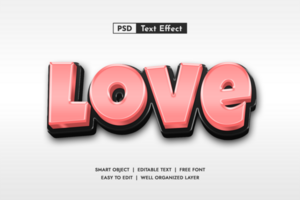 Romantic soft 3D text effect. Sweet editable font style with heart details. Elegant love design psd